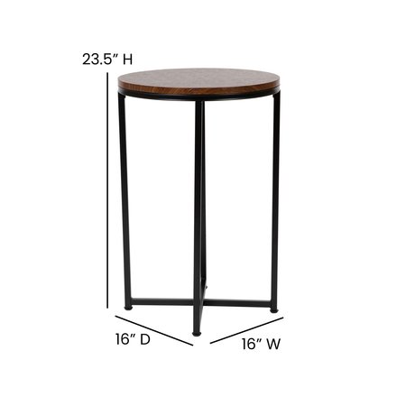 Flash Furniture 3 Piece Round Walnut Table Set-Matte Black Frame NAN-CEK-1787-WAL-BK-GG